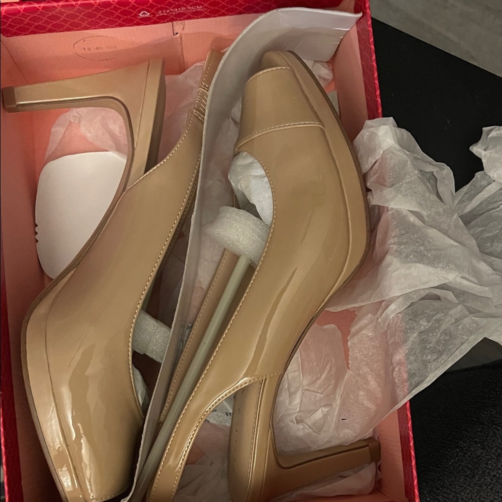 Kelly & Katie Glossy Nude Heels